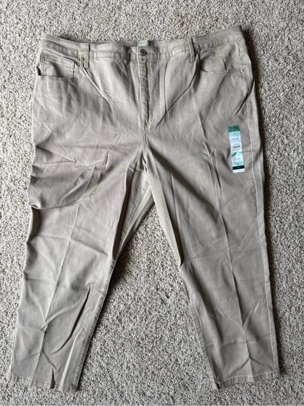 Straight Leg Pants in Khaki Beige